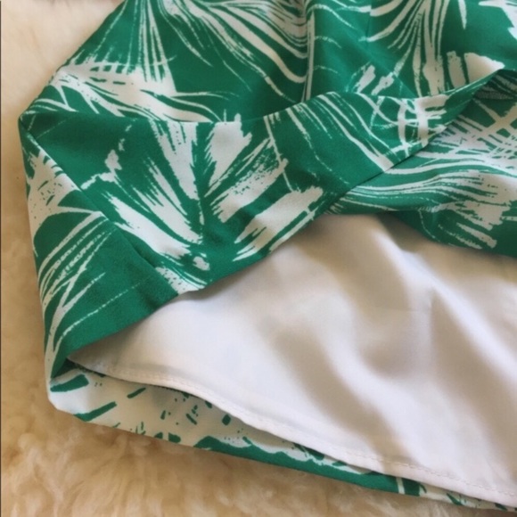 Elisa J Palm Print Green And Ivory Shift Dress - Picture 6 of 7